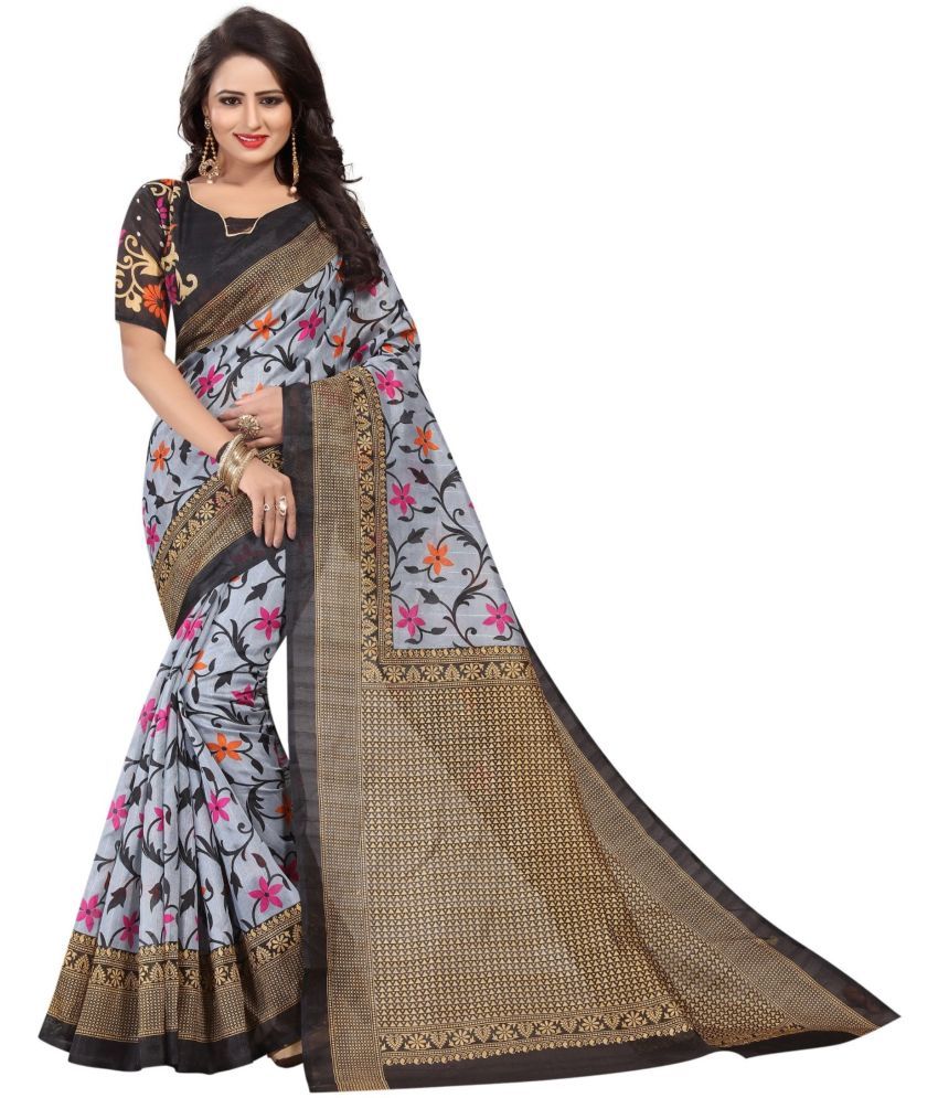     			Vkaran Net Cut Outs Saree With Blouse Piece - Black ( Pack of 1 )