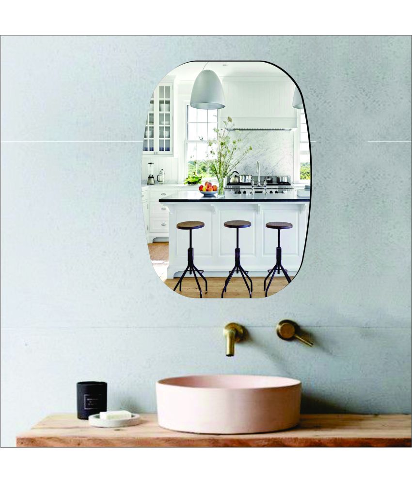     			WallDaddy Mirror Sticker for Wall on Tiles Unbreakable Plastic Wall Mirror Adhesive Mirror Sticker (30 * 20 CM, Unframed, Silver)