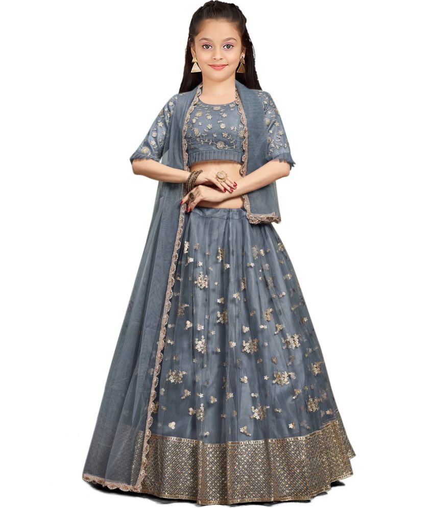     			kedar fab Grey Net Girls Lehenga Choli Set ( Pack of 1 )