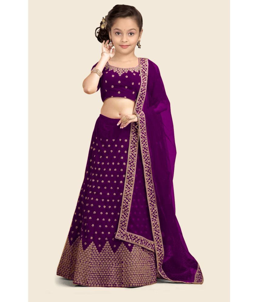     			kedar fab Purple Silk Girls Lehenga Choli Set ( Pack of 1 )