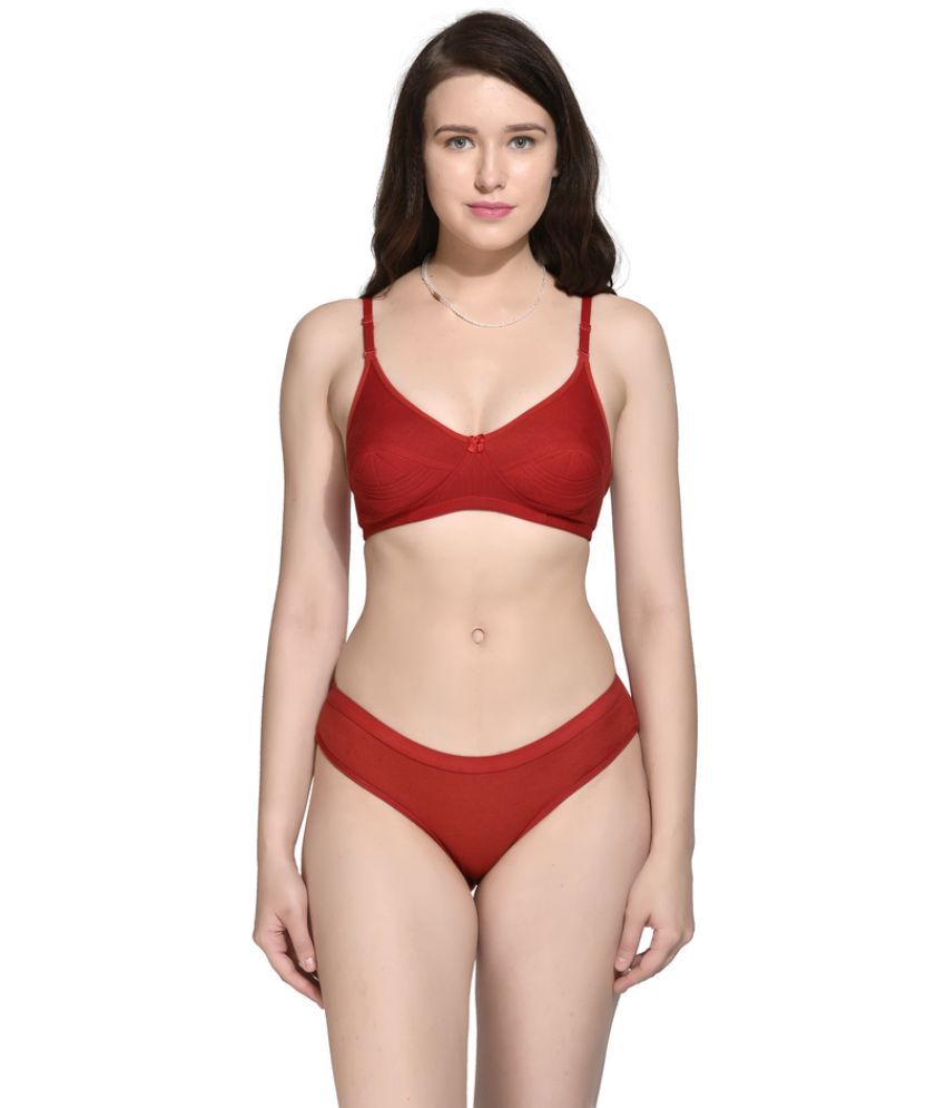     			B & B Comfort Red Cotton Women's Bra & Panty Set ( Pack of 1 )