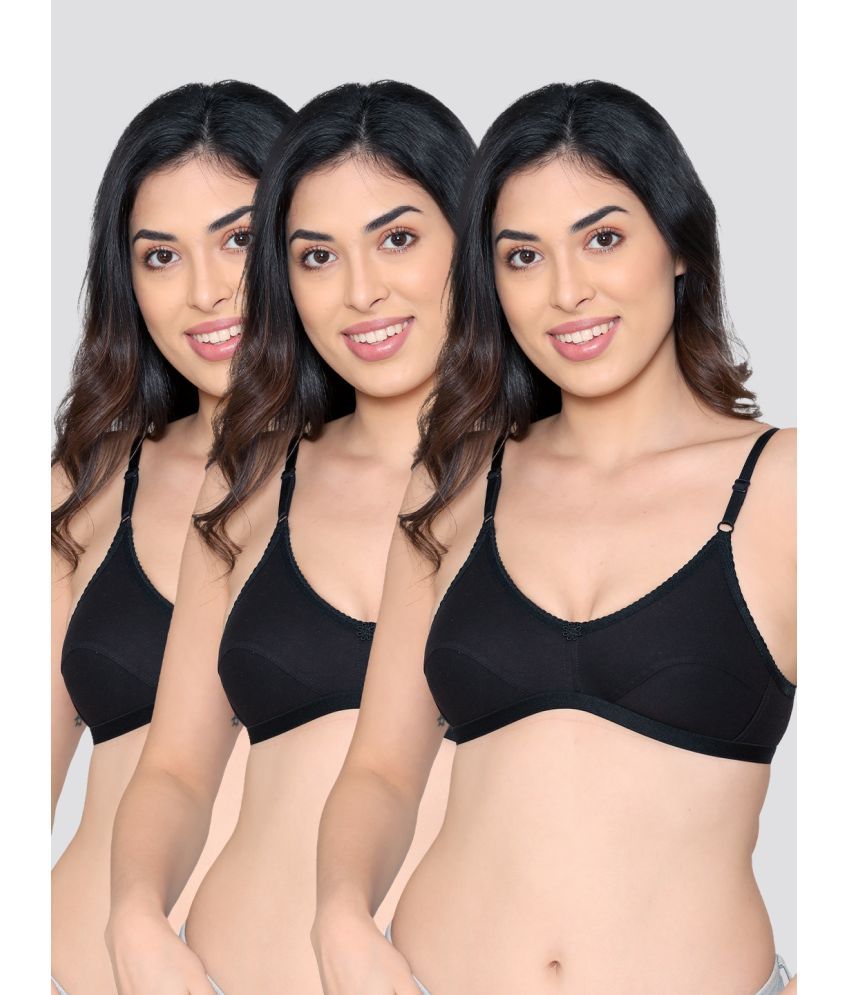     			Kalyani Pack of 3 Cotton Blend Non Padded Women's Everyday Bra ( Black ) VIDHI