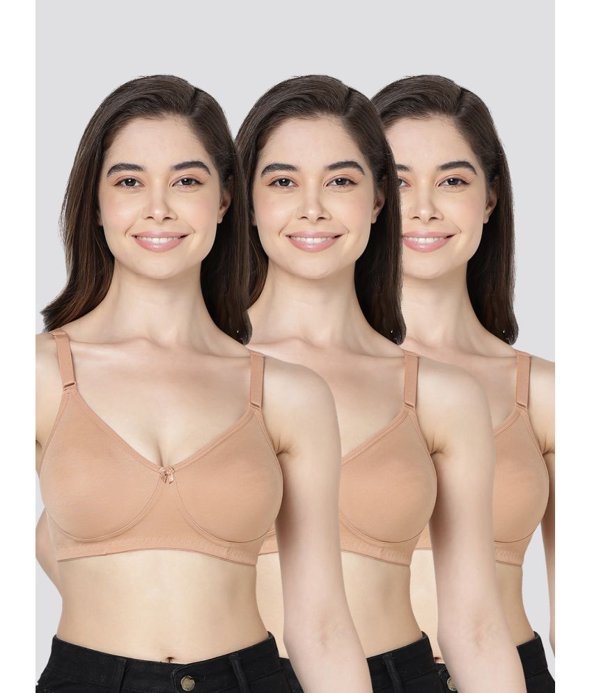     			Kalyani Pack of 3 Cotton Blend Non Padded Women's T-Shirt Bra ( Camel ) EVLYN