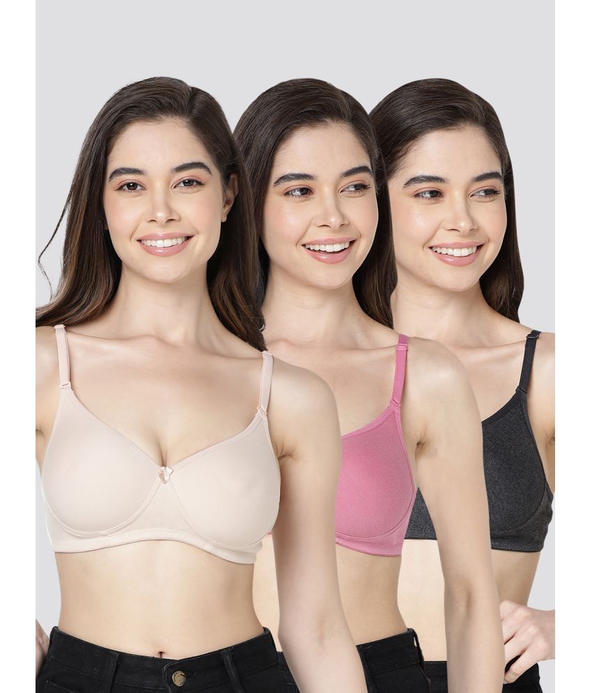     			Kalyani Pack of 3 Cotton Blend Lightly Padded Women's T-Shirt Bra ( Multicolor ) EMILY