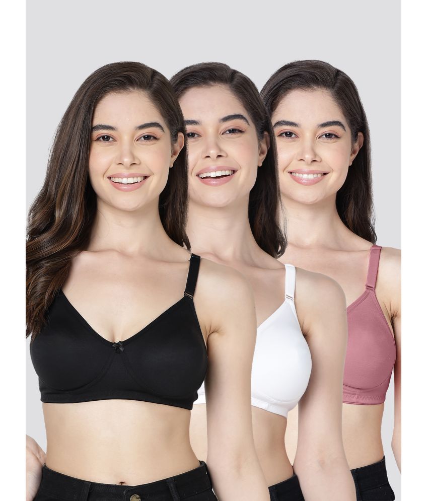     			Kalyani Pack of 3 Cotton Blend Non Padded Women's T-Shirt Bra ( Multicolor ) EVLYN