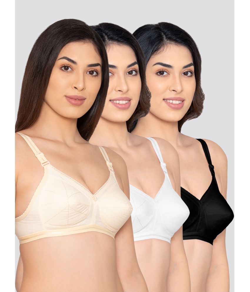     			Kalyani Pack of 3 Cotton Blend Non Padded Women's Everyday Bra ( Multicolor ) DAMINI