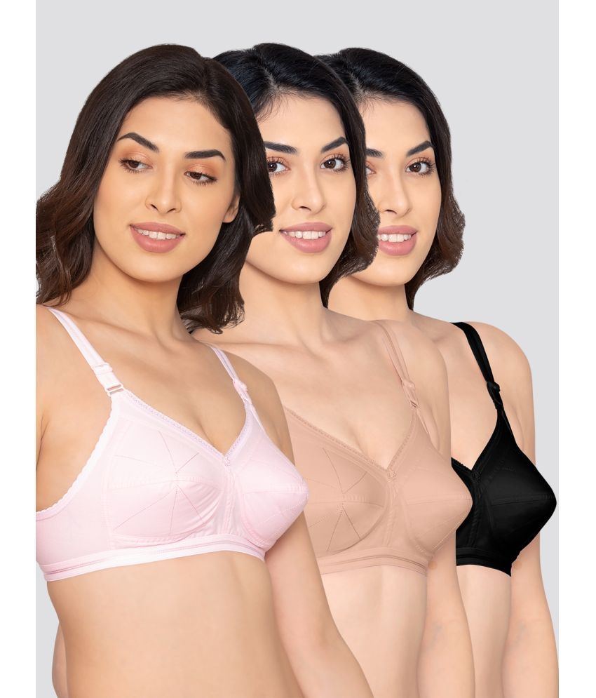     			Kalyani Pack of 3 Cotton Blend Non Padded Women's Everyday Bra ( Multicolor ) DAMINI