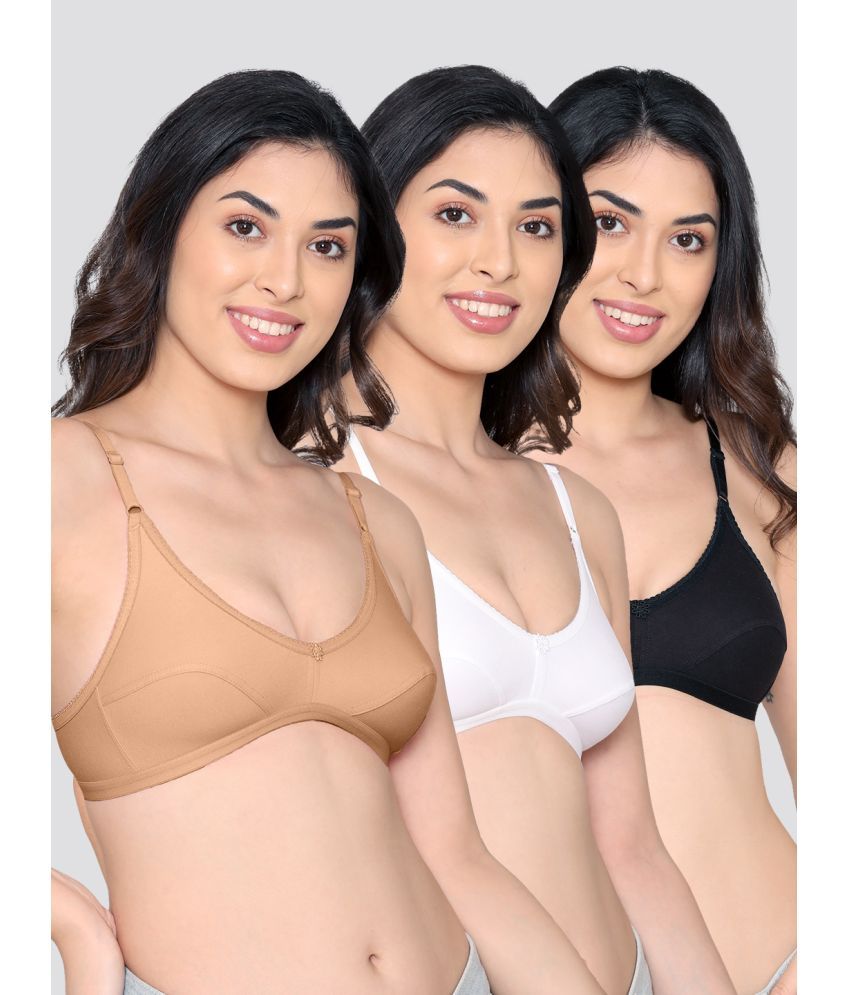     			Kalyani Pack of 3 Cotton Blend Non Padded Women's Everyday Bra ( Multicolor ) VIDHI