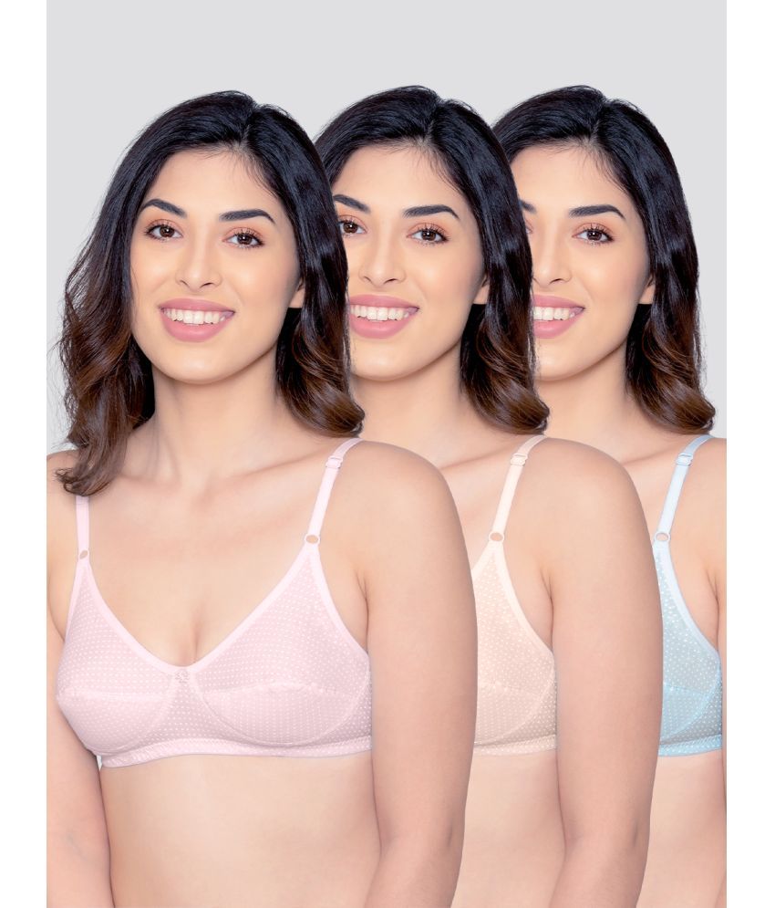     			Kalyani Pack of 3 Cotton Non Padded Women's Everyday Bra ( Multicolor ) ELIN