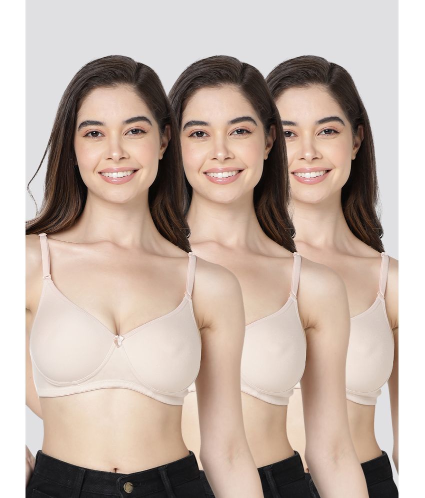     			Kalyani Pack of 3 Cotton Blend Lightly Padded Women's T-Shirt Bra ( Nude ) EMILY