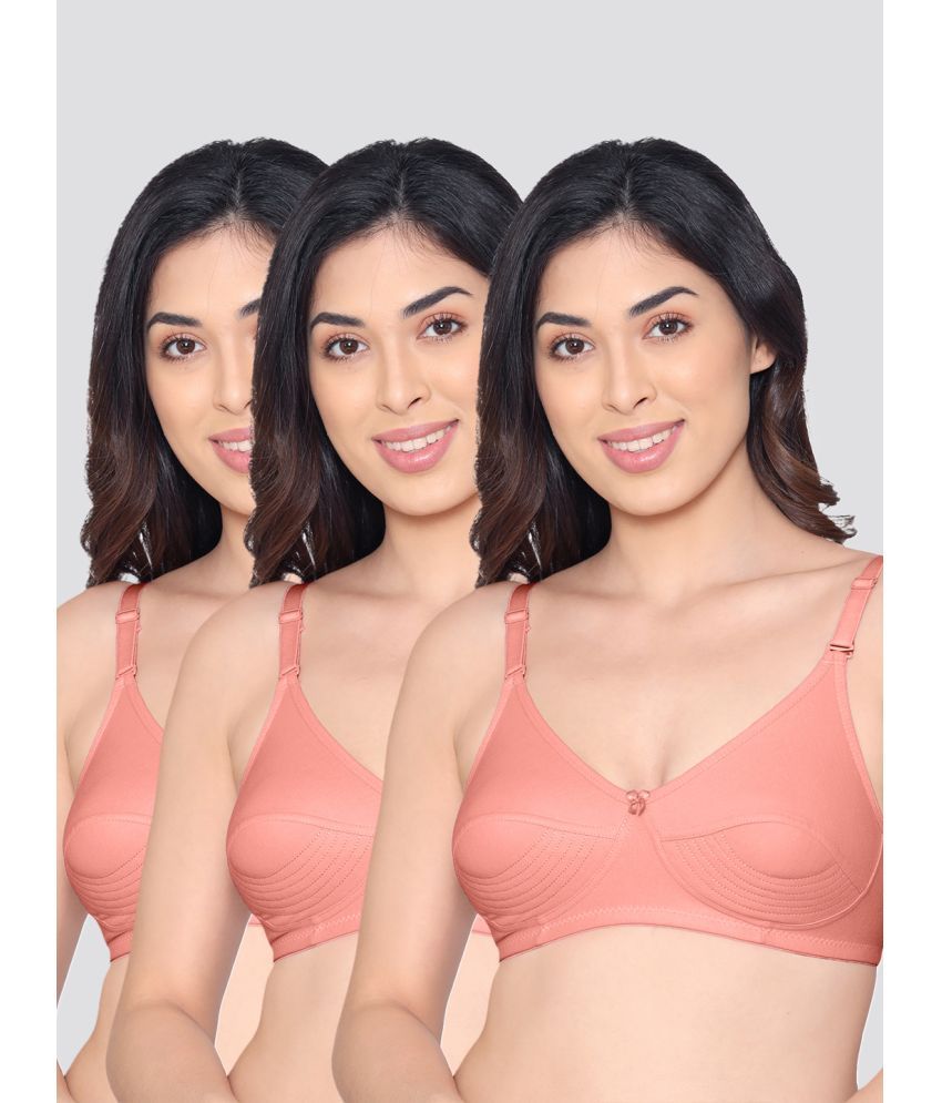     			Kalyani Pack of 3 Cotton Blend Non Padded Women's Everyday Bra ( Orange ) PRANIKA