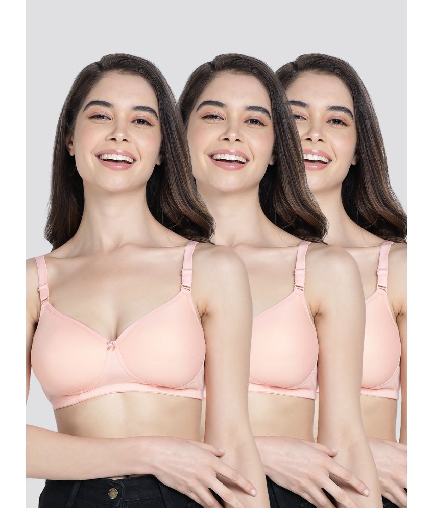     			Kalyani Pack of 3 Cotton Blend Lightly Padded Women's T-Shirt Bra ( Peach ) CHERRY