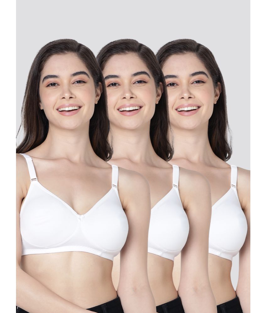     			Kalyani Pack of 3 Cotton Blend Non Padded Women's T-Shirt Bra ( White ) EVLYN