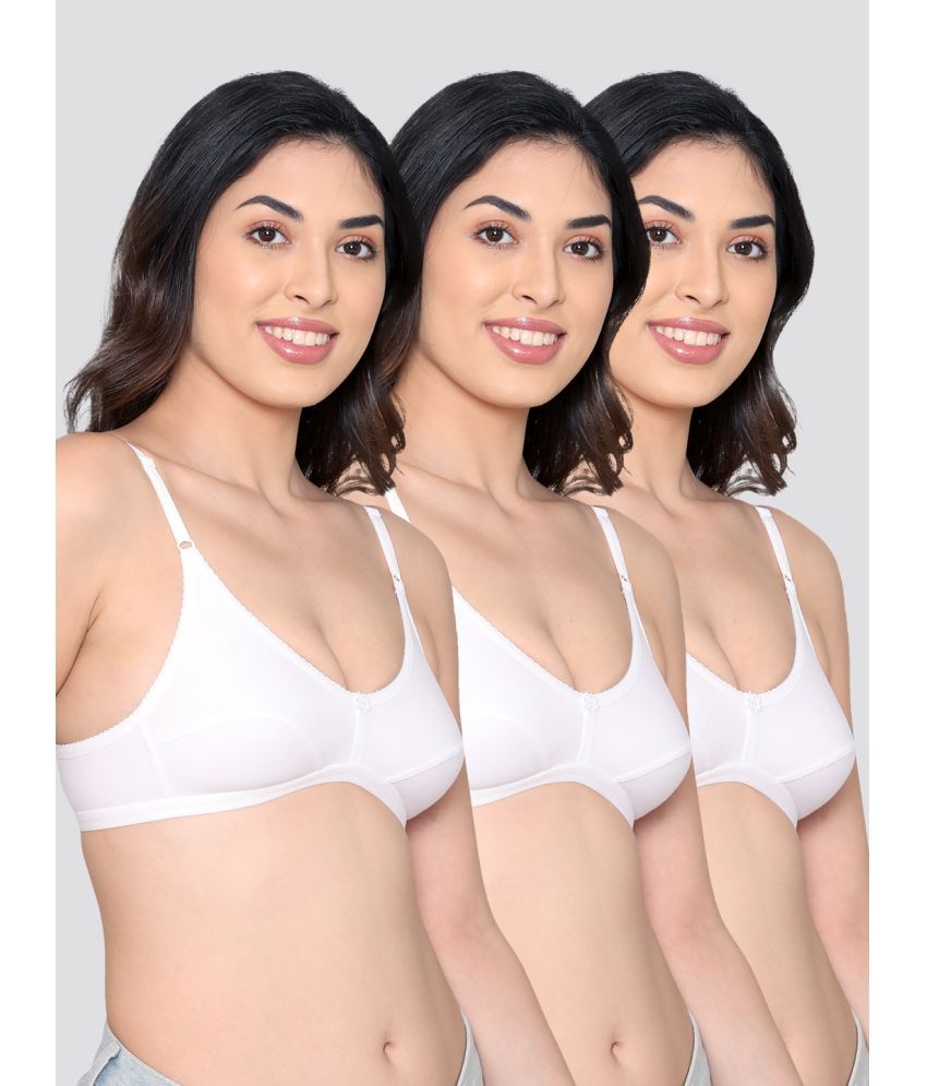     			Kalyani Pack of 3 Cotton Blend Non Padded Women's Everyday Bra ( White ) VIDHI