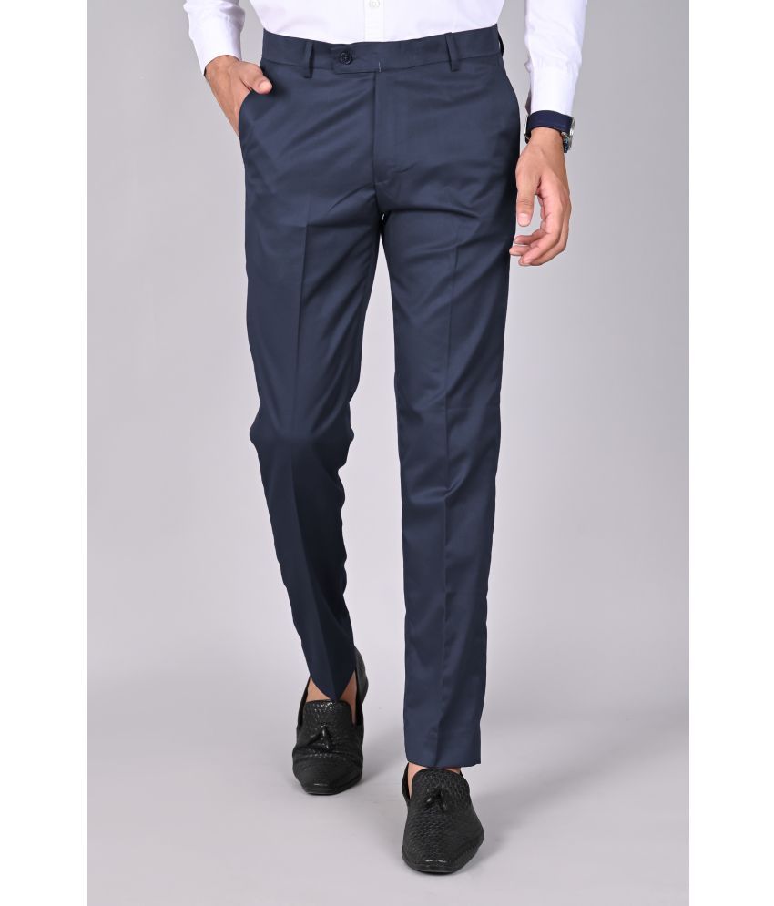     			MANCREW Slim Flat Men's Formal Trouser - Navy Blue ( Pack of 1 )