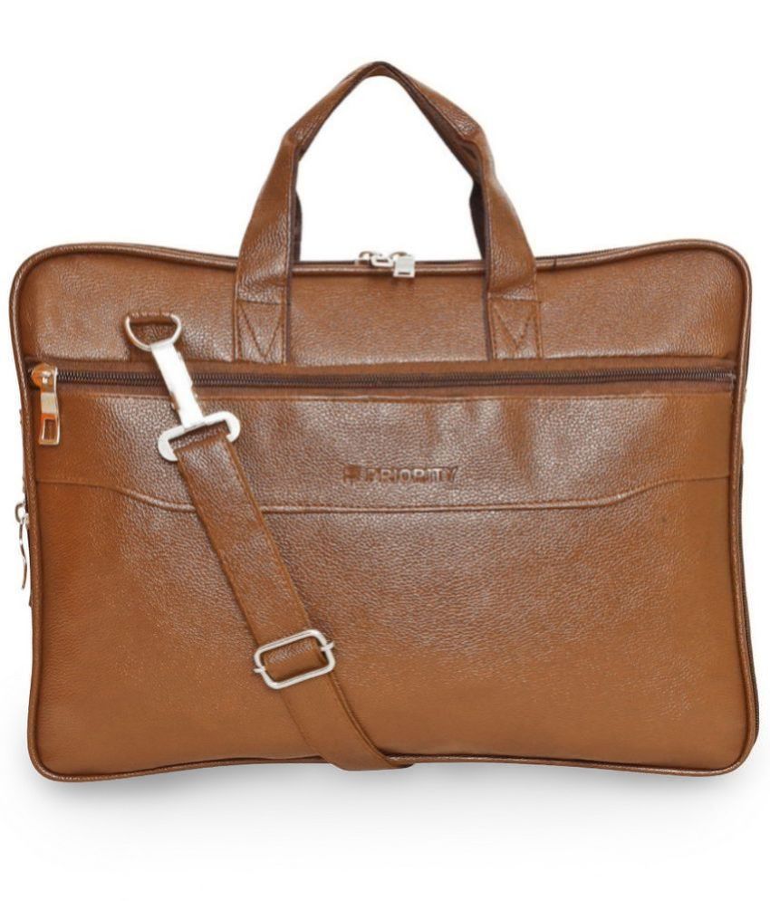     			Priority Tan Solid Messenger Bag