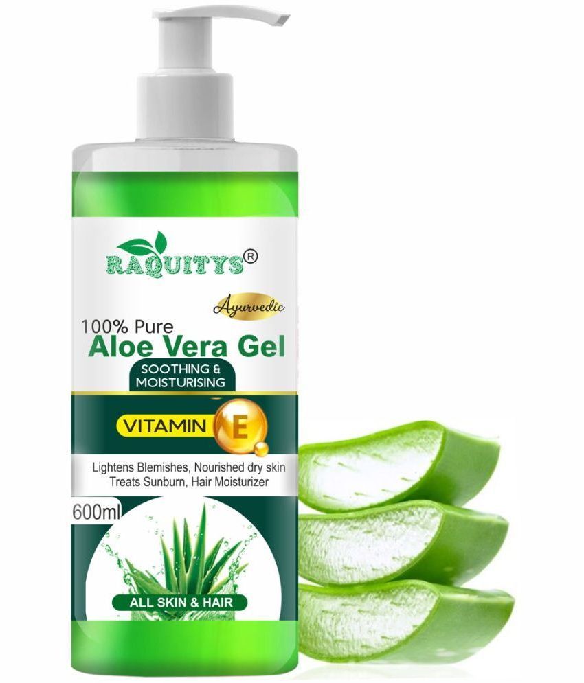     			RAQUITYS Aloe Vera Gel For Skin Acne, Scars, Dark spots Face & Hair 600ML