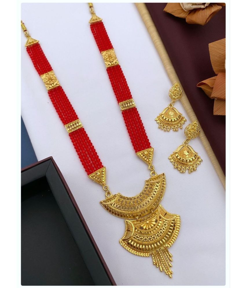     			Ruyu Red Alloy Necklace Set ( Pack of 1 )