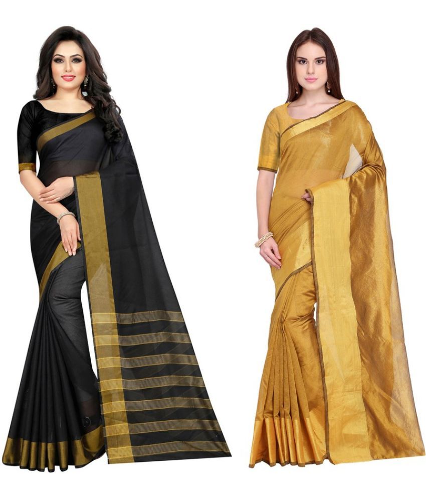     			Saadhvi Cotton Silk Printed Saree With Blouse Piece - Multicolor ( Pack of 2 )