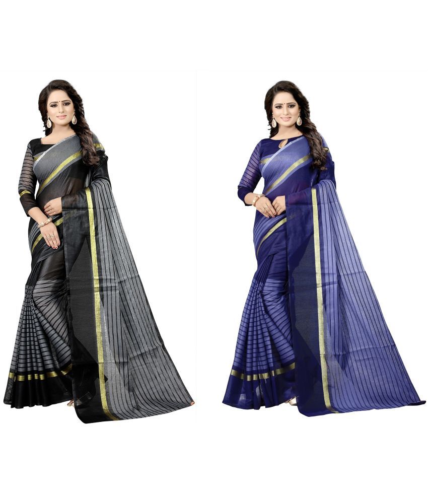     			Saadhvi Cotton Silk Printed Saree With Blouse Piece - Multicolor ( Pack of 2 )