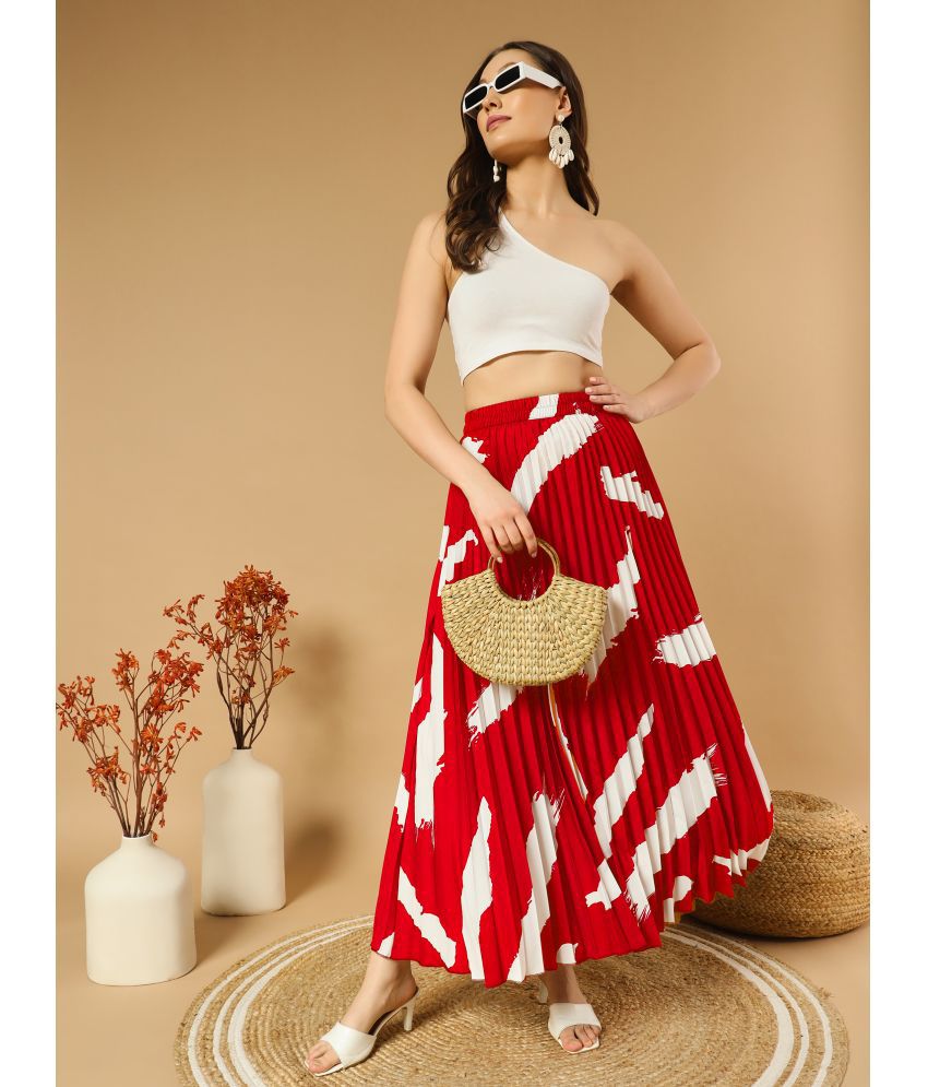     			ZWERLON Red Crepe Women's A-Line Skirt ( Pack of 1 )