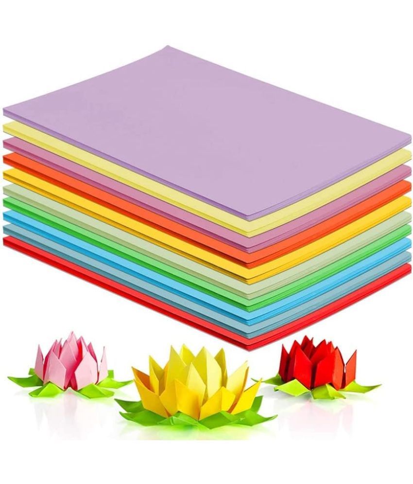     			ECLET 40 pcs Color A4 Medium Size Sheets (10 Sheets Each Color) Art and Craft Paper Double Sided Colored set 259