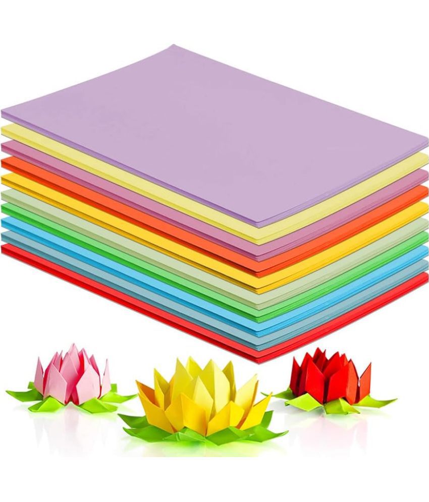     			ECLET 40 pcs Color A4 Medium Size Sheets (10 Sheets Each Color) Art and Craft Paper Double Sided Colored set 300