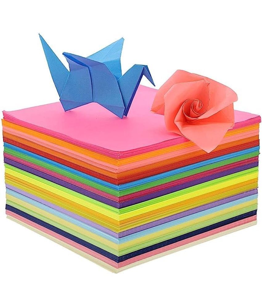     			ECLET Neon Origami Paper 15 cm X 15 cm Pack of 100 Sheets (10 sheet x 10 color) Fluorescent Color Both Side Coloured For Origami, Scrapbooking, Project Work.12