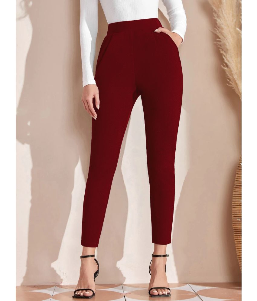     			Fery london Maroon Lycra Straight Women's Casual Pants ( Pack of 1 )