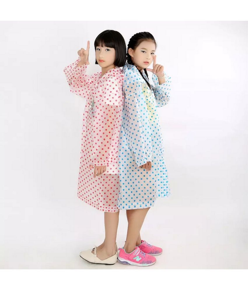     			Infispace Kid's Rainy Days in Style and Comfort with Red-Blue Colour Polka Dot Printed Raincoat(Pack of 2)