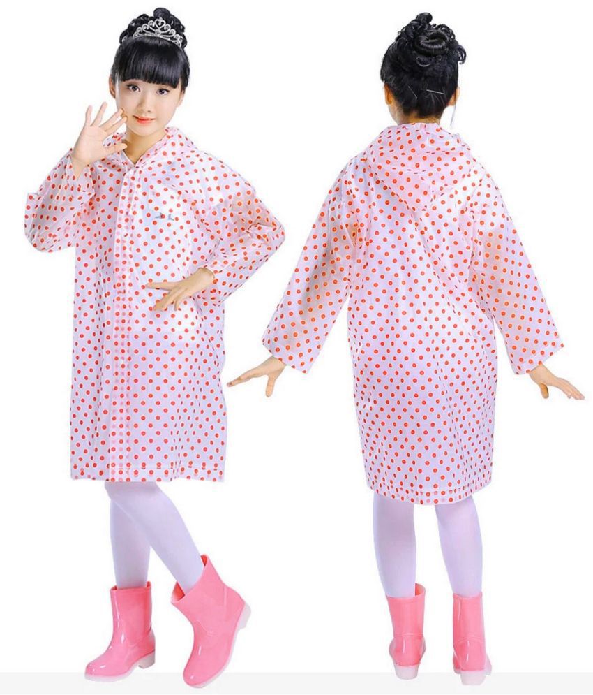     			Infispace Kid's Rainy Days in Style and Comfort with Red Colour Polka Dot Printed Raincoat(Pack of 2)