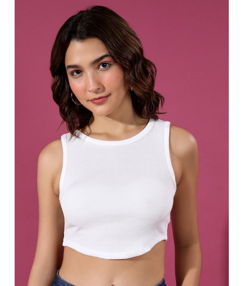     			Ketch White Polyester Women's Crop Top ( Pack of 1 )