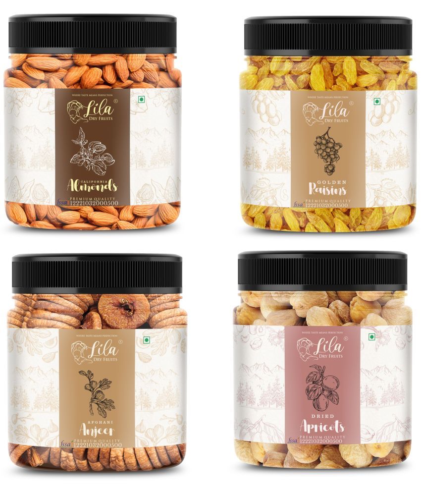     			Lila Dry Fruits Figs(250gm), Almond (250gm), Green Raisin (250gm) & Apricots(250 gm)