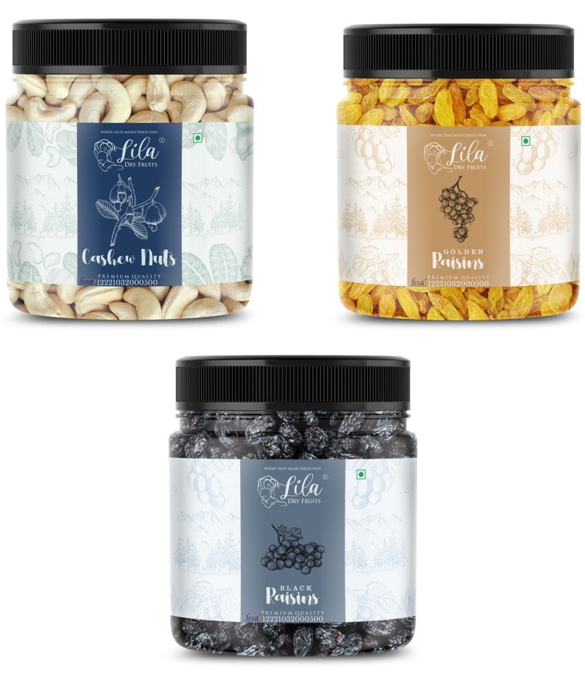     			Lila Dry Fruits Cashew (250gm),Green Raisin(250 gm) & Black Raisin(250 gm) Combo | Kaju Kishmish