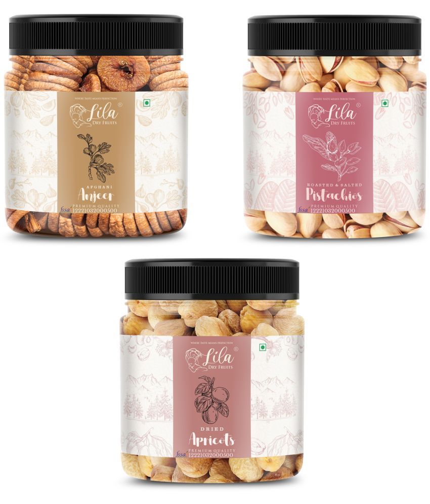     			Lila Dry Fruits Figs (100gm), Pista(100gm) & Apricot(100 gm) Combo | Kaju Pista Khubani Combo