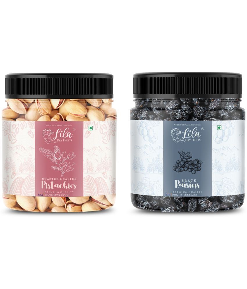     			Lila Dry Fruits Pistachios (250gm) & Black Raisin(250gm) Combo | Pista Kishmish Combo