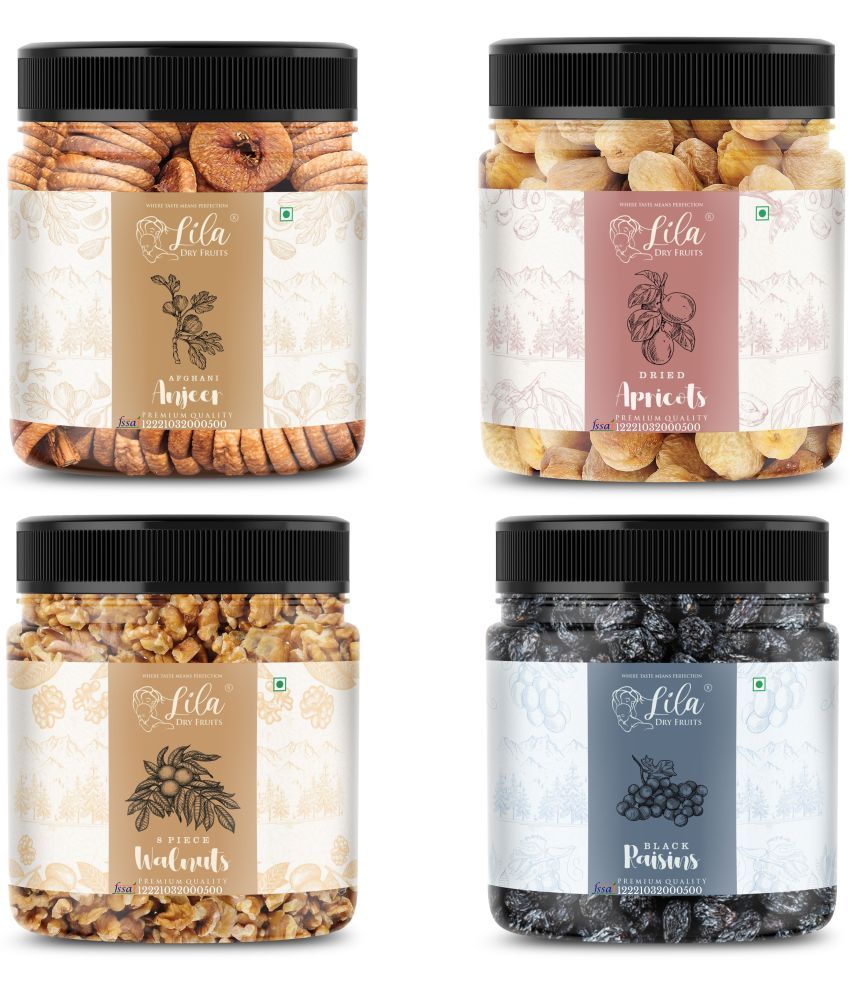     			Lila Dry Fruits Figs(250gm), Walnut (250gm), Black Raisin (250gm) & Apricots(250 gm) Combo