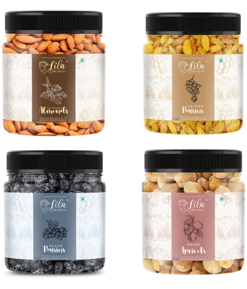     			Lila Dry Fruits Almonds(250gm), Green Raisins(250gm), Black Raisins(250gm) & Apricots(250 gm)