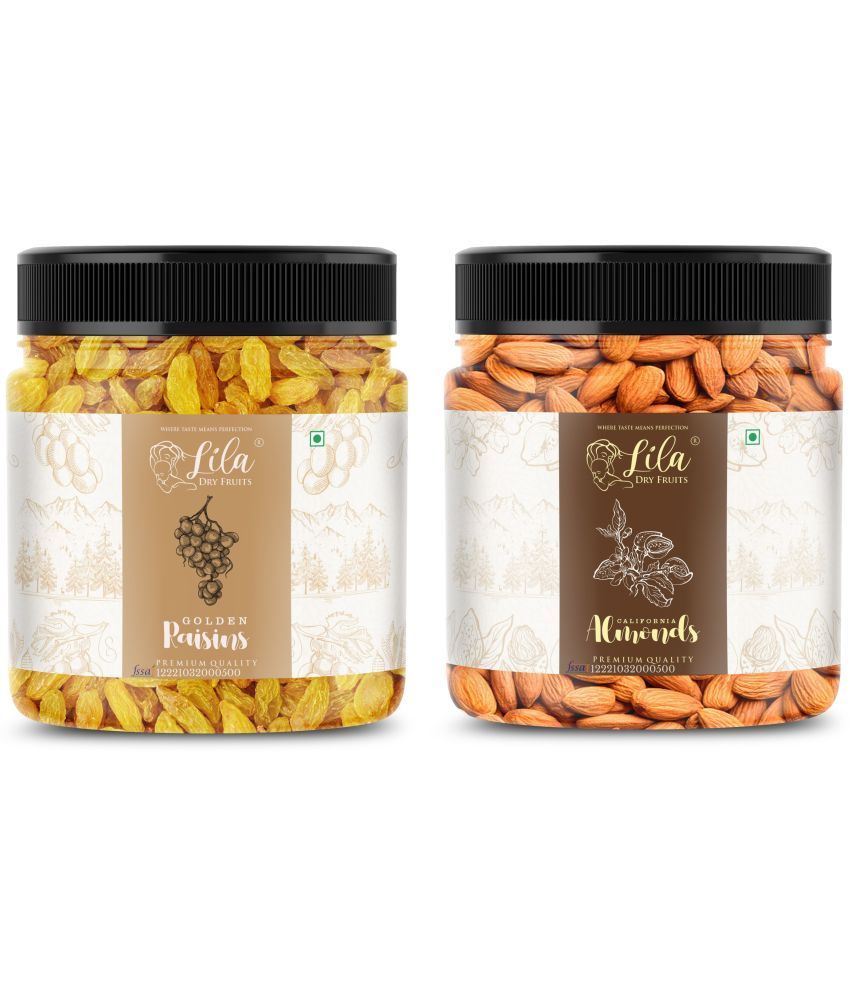     			Lila Dry Fruits Almond (100gm) & Green Raisin(100gm) Combo | Badam Kishmish Combo