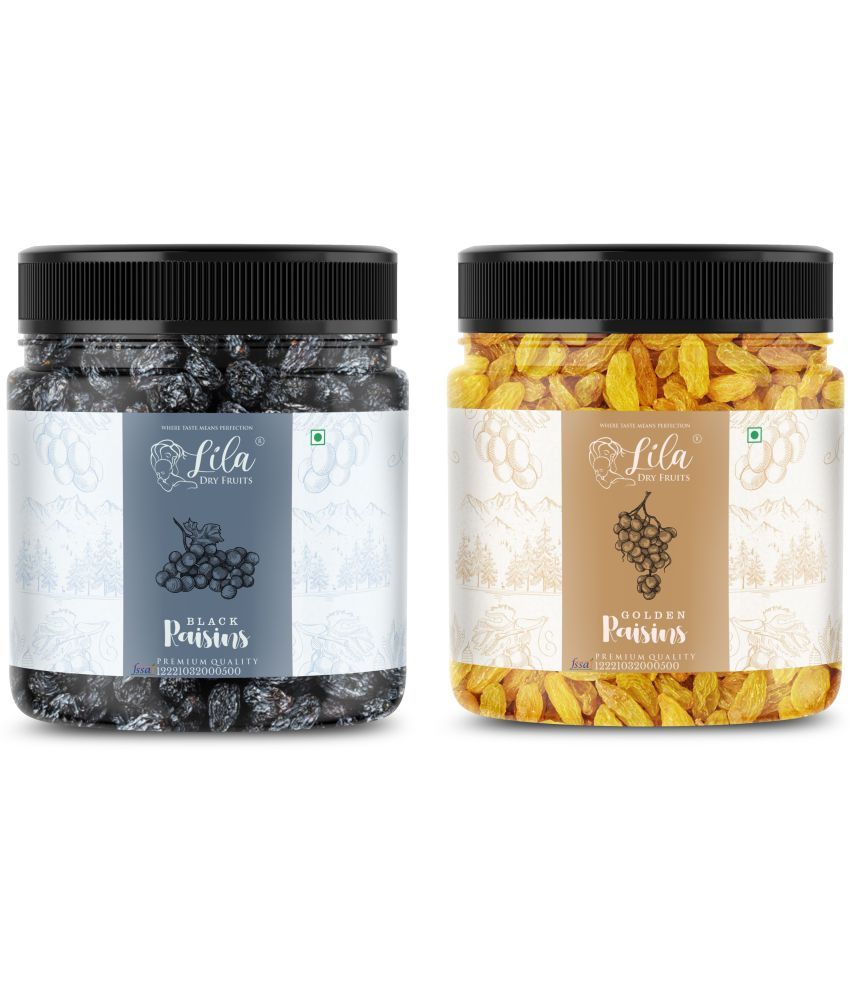     			Lila Dry Fruits Green Raisin (250gm) & Black Raisin(250gm) Combo | Kishmish Kali Dakh Combo