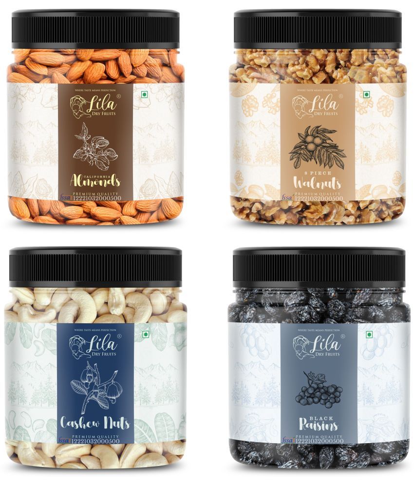     			Lila Dry Fruits Cashew(100gm), Almond (100gm), Walnut (100gm) & Black Raisin(100 gm)