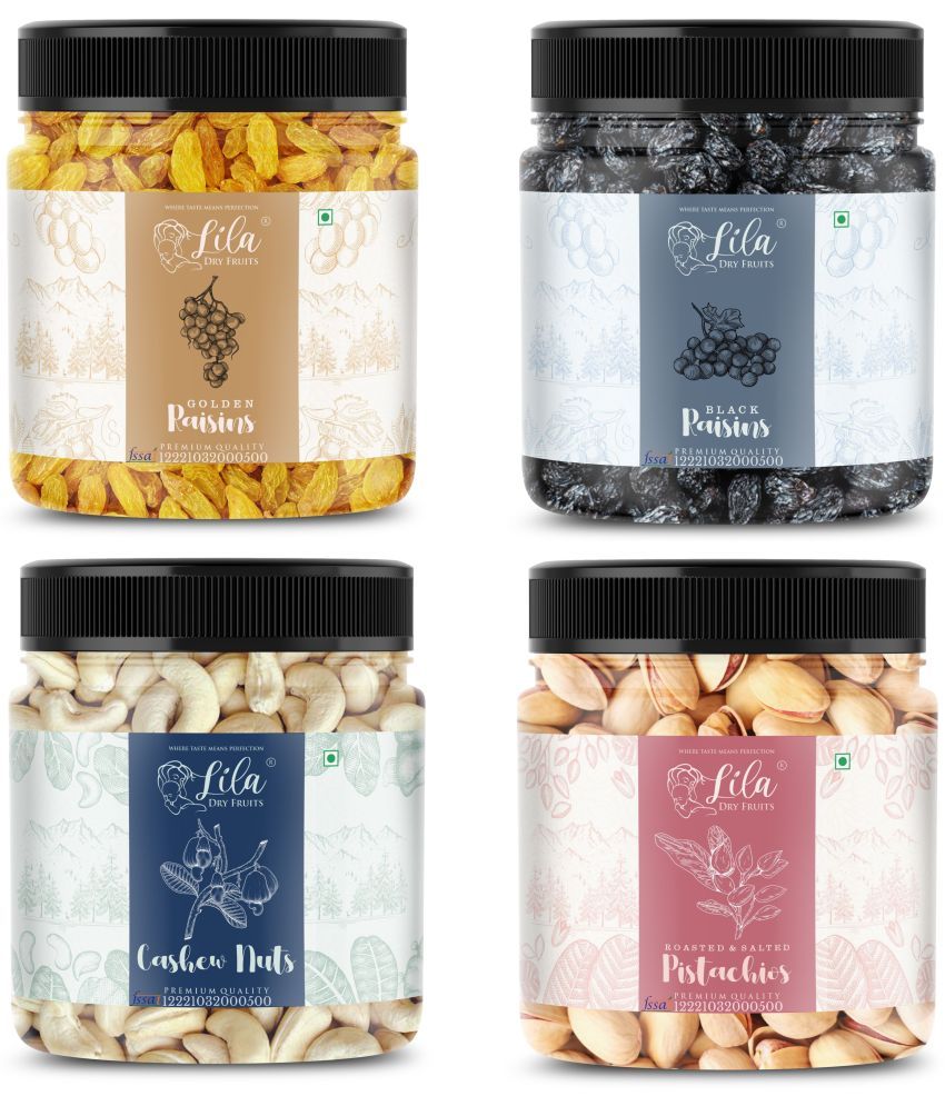     			Lila Dry Fruits Cashew(100gm), Pistachios(100gm), Green Raisins(100gm) & Black Raisin(100 gm)