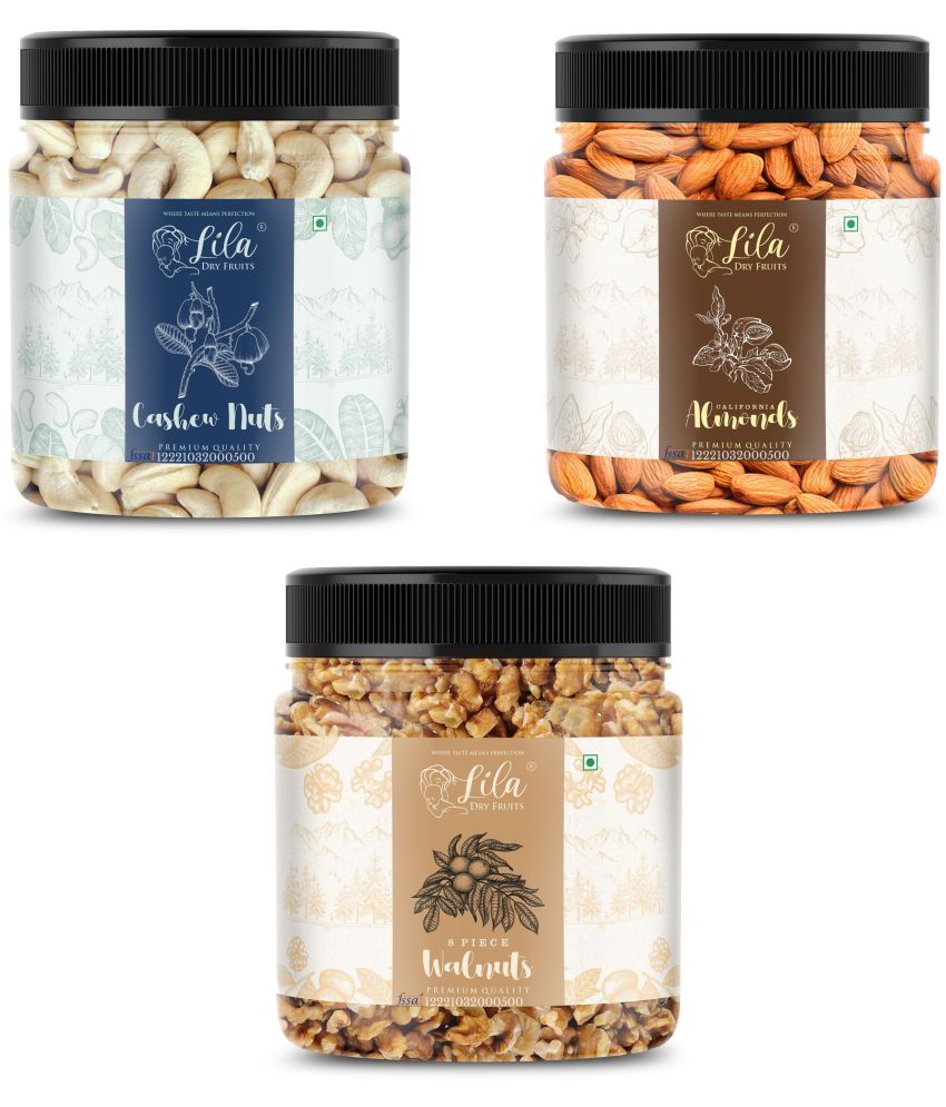     			Lila Dry Fruits Cashew (500gm), Almond(500gm) & Walnut(500 gm) Combo | Kaju Badam Akhrot Combo