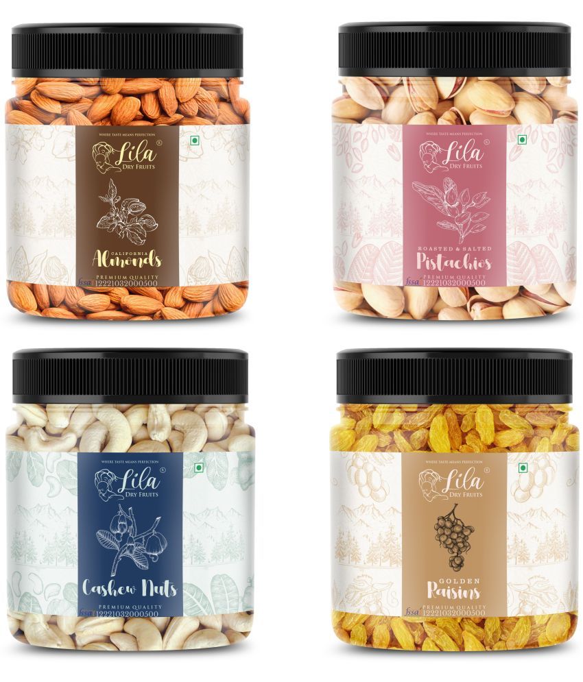     			Lila Dry Fruits Cashew(100gm), Almond (100gm), Pistachios (100gm) & Green Raisin(100 gm)