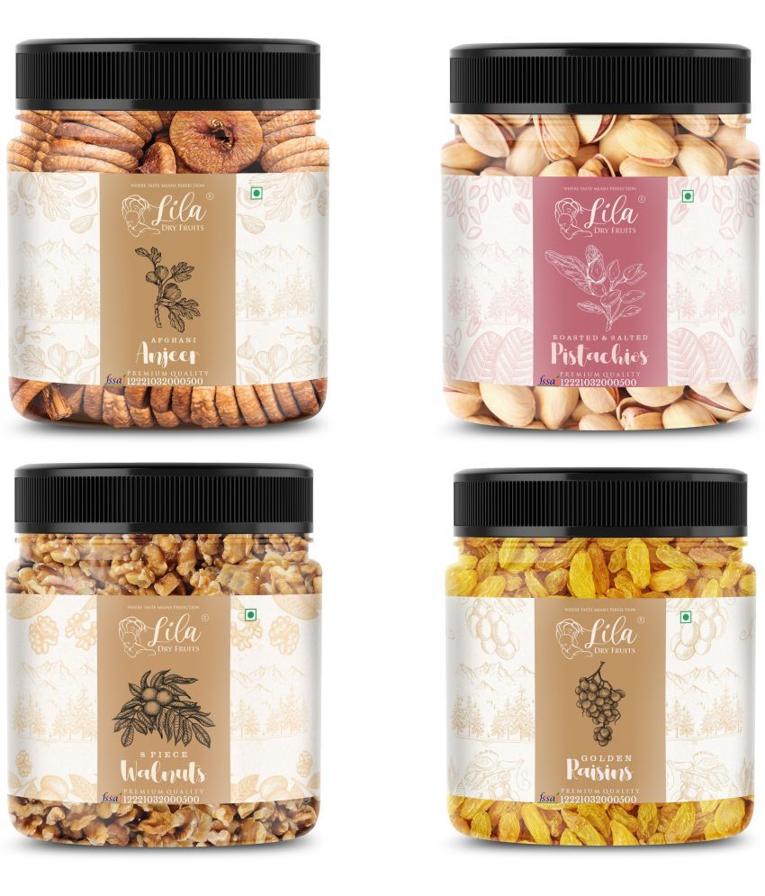     			Lila Dry Fruits Figs(250gm), Pistachios(250gm), Walnut(250gm) & Green Raisins(250 gm) Combo