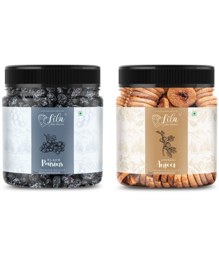     			Lila Dry Fruits Figs (250gm) & Black Raisins (250gm) Combo | Anjeer Kishmish Combo