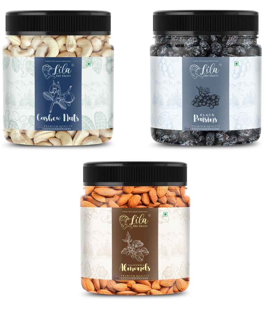     			Lila Dry Fruits Cashew (250gm), Almond(250gm) & Black Raisin(250 gm) Combo | Kaju Badam Kishmish