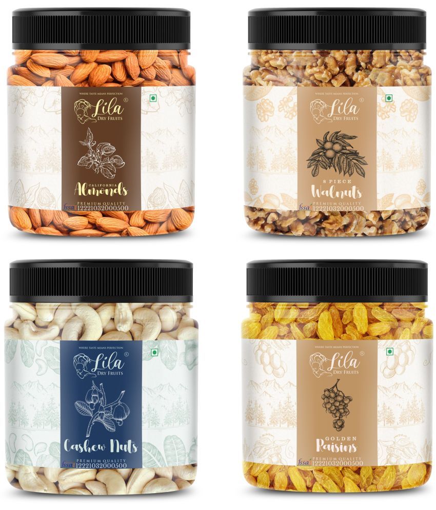     			Lila Dry Fruits Cashew(250gm), Almond (250gm), Walnut (250gm) & Green Raisin(250 gm)