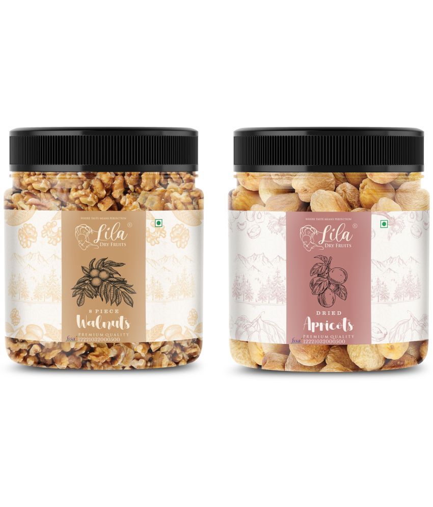     			Lila Dry Fruits Walnuts (500gm) & Apricots(500gm) Combo | Akhrot Khubani Combo