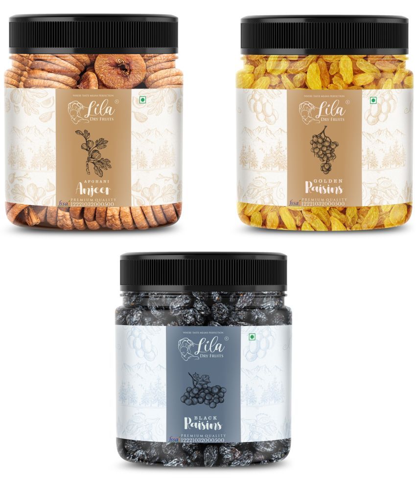     			Lila Dry Fruits Figs (500gm),Green Raisin(500 gm) & Black Raisin(500 gm) Combo | Kaju Kishmish